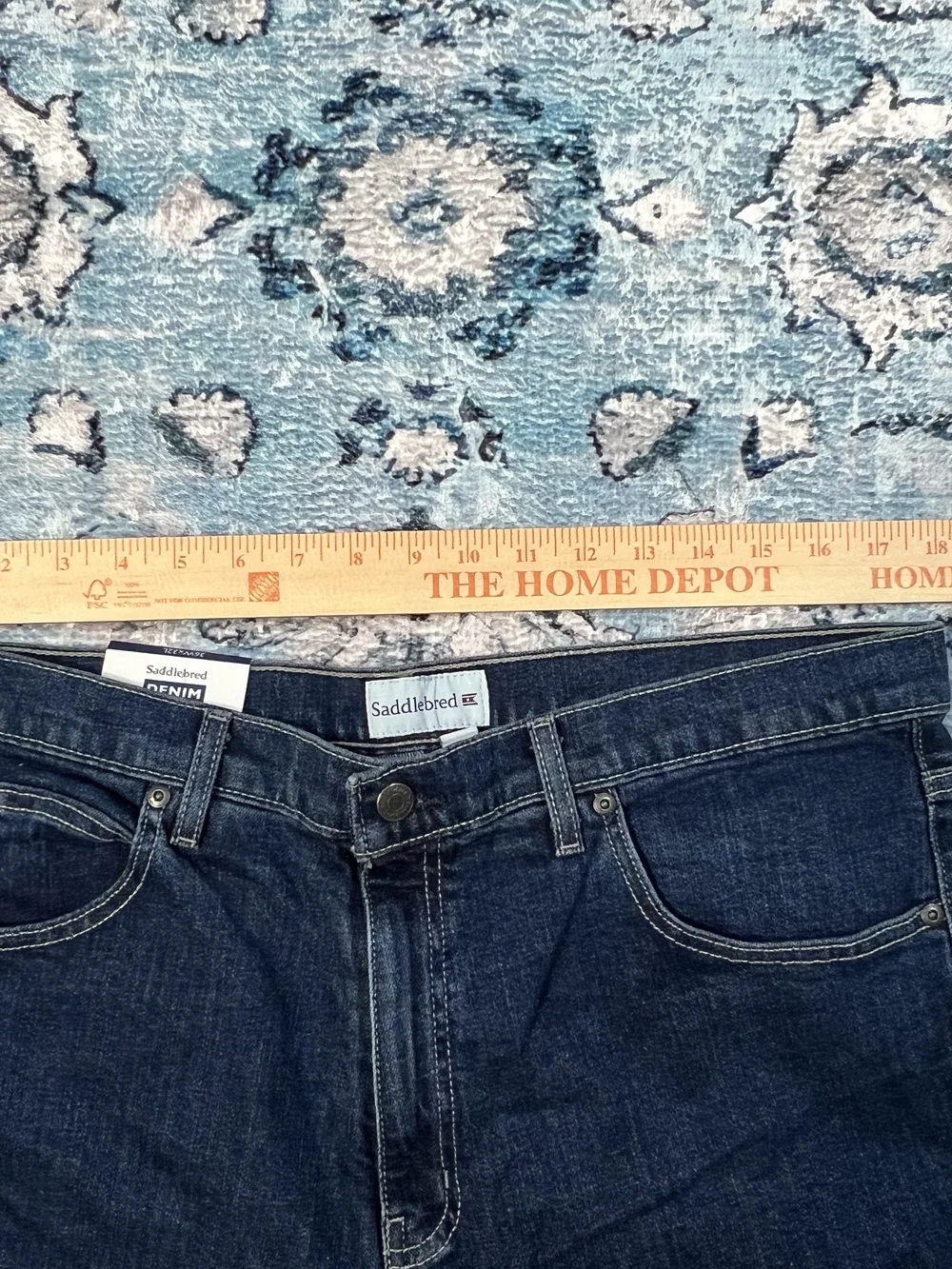Saddlebred Denim Comfort Flex Relaxed‎ Fit Jeans Mens 36x32 Greenstone Dark Wash